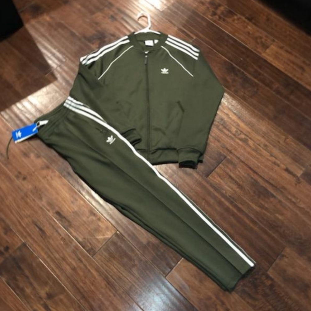 Army green Adidas tracksuit Pants and Jacket